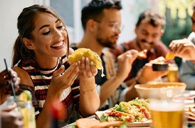 Group of friends enjoying a meal together
