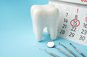 Dental appointment circled on calendar