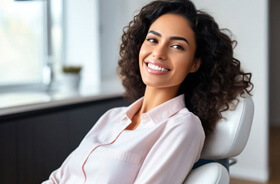 smiling cosmetic dental patient in treatment chair