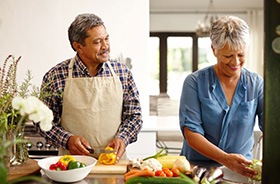 Couple preparing a healthy meal together