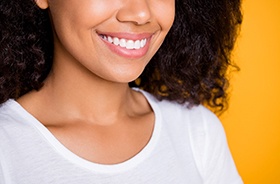 Close-up of woman’s beautiful smile with veneers in Branford